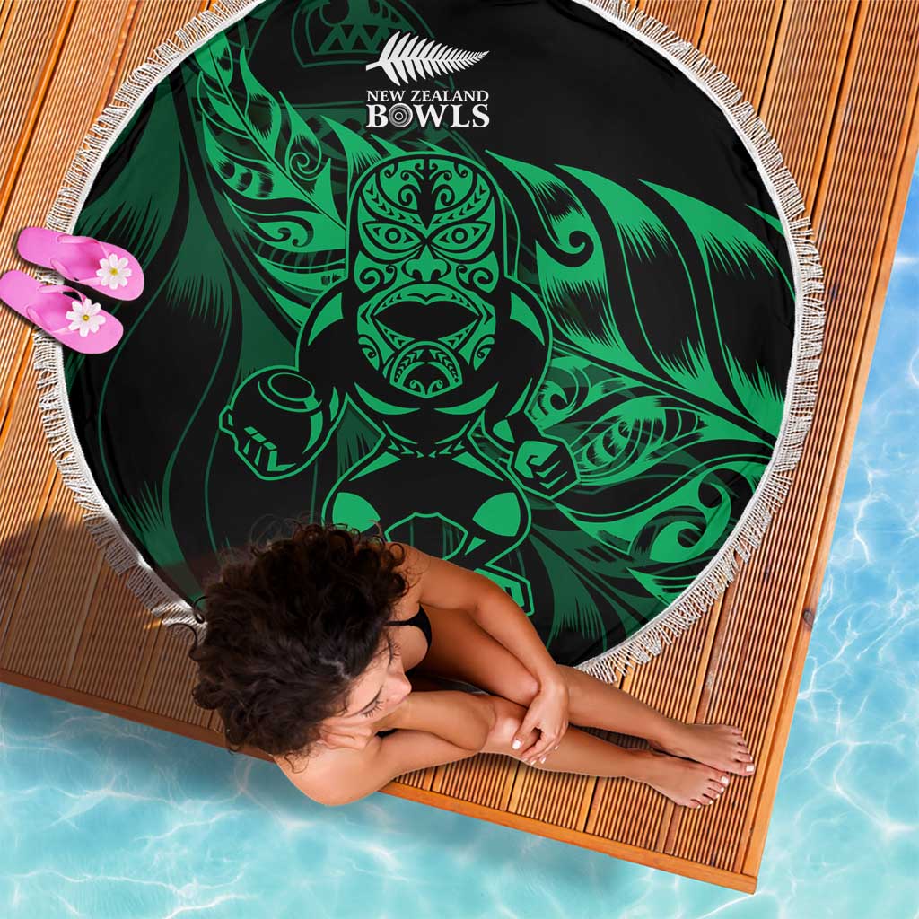 New Zealand Lawn Bowls Beach Blanket Green Maori Warrior Tribal Silver Fern - Polynesian Pride