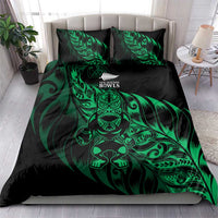 New Zealand Lawn Bowls Bedding Set Green Maori Warrior Tribal Silver Fern - Polynesian Pride