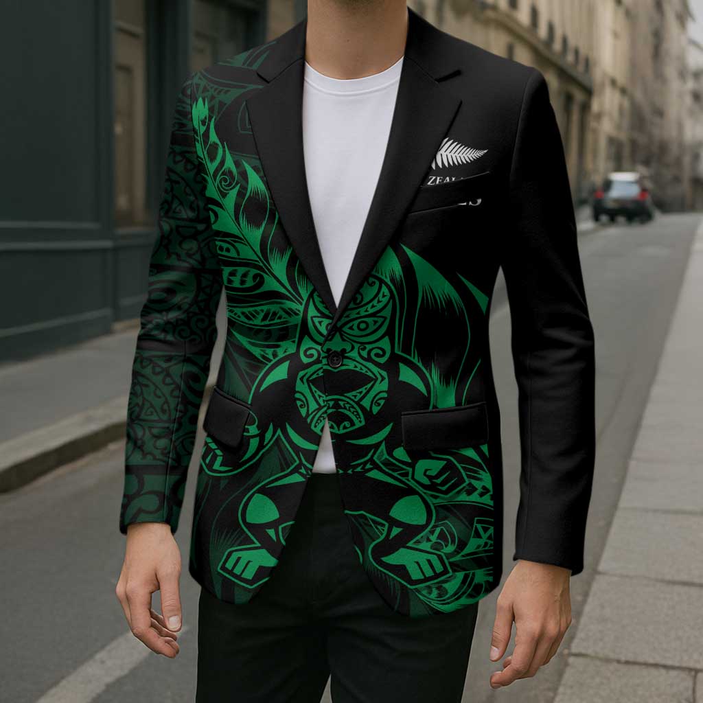 New Zealand Lawn Bowls Custom Blazer Green Maori Warrior Tribal Silver Fern - Polynesian Pride