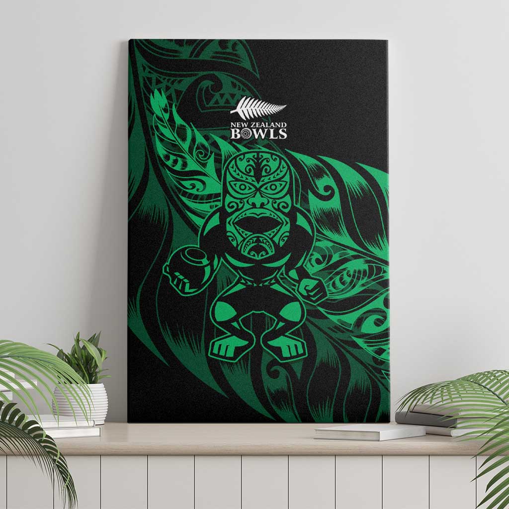 New Zealand Lawn Bowls Canvas Wall Art Green Maori Warrior Tribal Silver Fern - Polynesian Pride