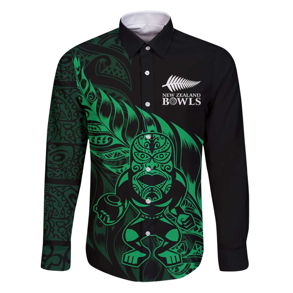 New Zealand Lawn Bowls Custom Family Matching Puletasi and Hawaiian Shirt Green Maori Warrior Tribal Silver Fern - Polynesian Pride