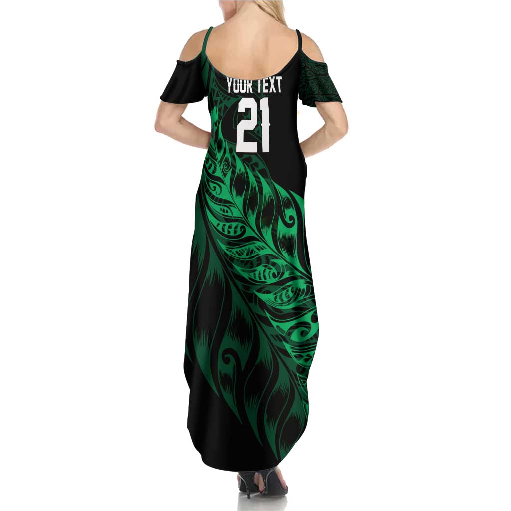 New Zealand Lawn Bowls Custom Family Matching Summer Maxi Dress and Hawaiian Shirt Green Maori Warrior Tribal Silver Fern - Polynesian Pride