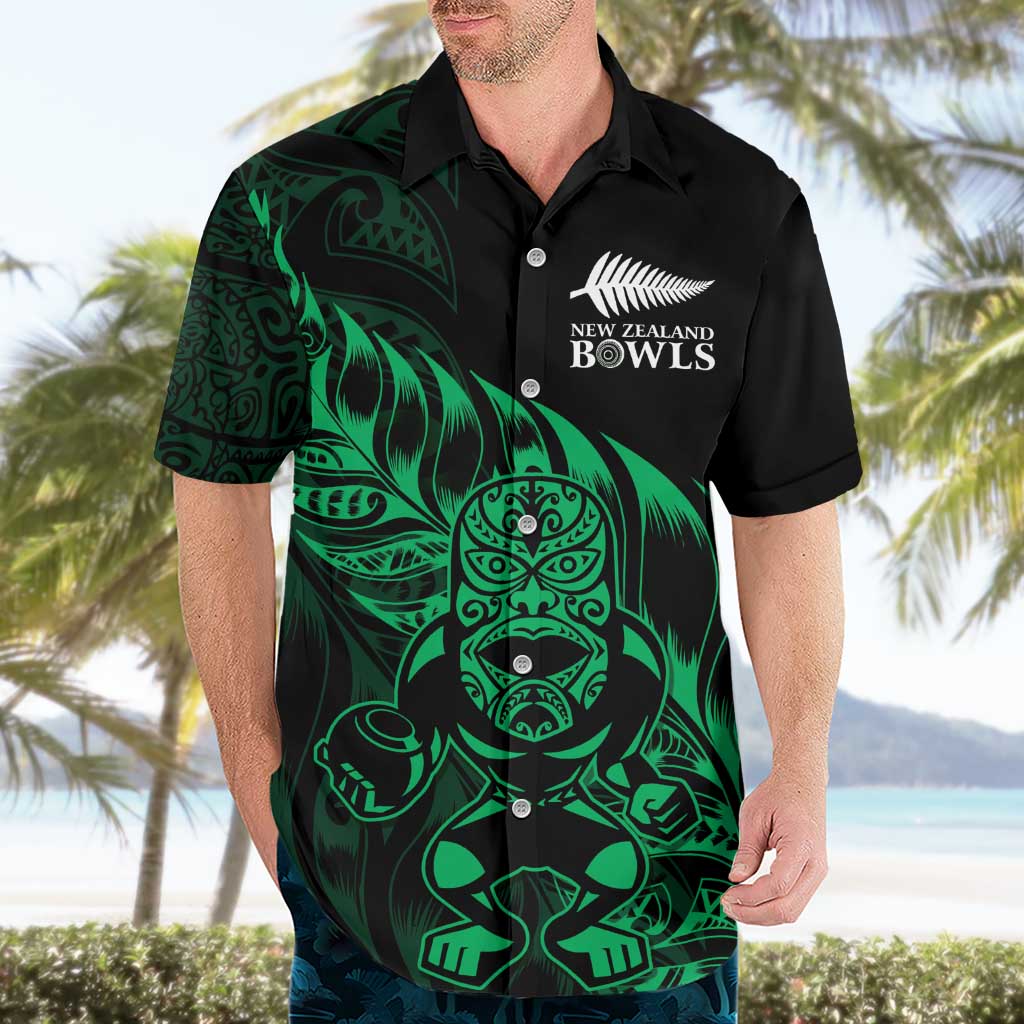 New Zealand Lawn Bowls Custom Hawaiian Shirt Green Maori Warrior Tribal Silver Fern - Polynesian Pride