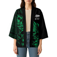 New Zealand Lawn Bowls Custom Kimono Green Maori Warrior Tribal Silver Fern - Polynesian Pride