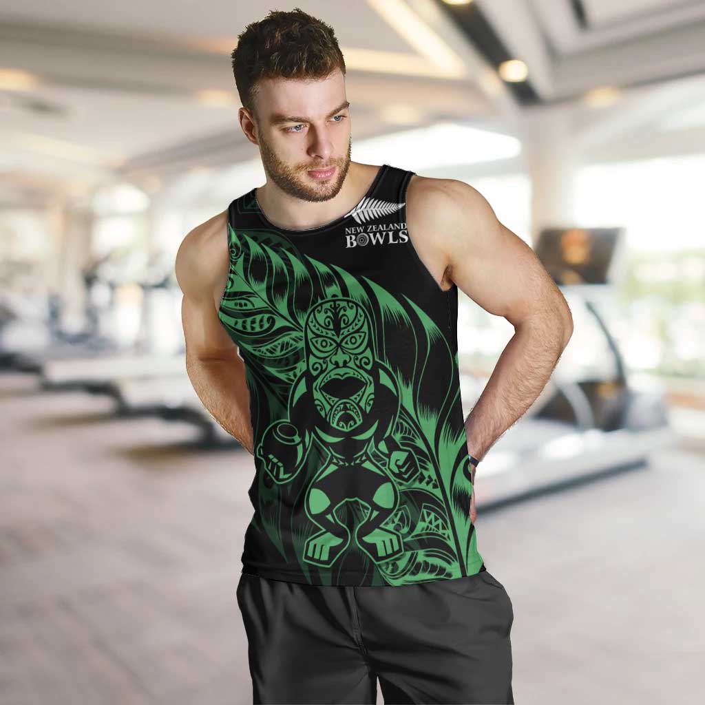 New Zealand Lawn Bowls Custom Men Tank Top Green Maori Warrior Tribal Silver Fern - Polynesian Pride