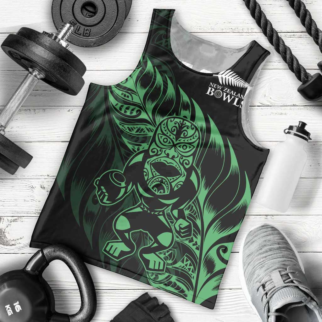 New Zealand Lawn Bowls Custom Men Tank Top Green Maori Warrior Tribal Silver Fern - Polynesian Pride