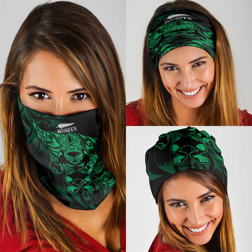 New Zealand Lawn Bowls Neck Gaiter Green Maori Warrior Tribal Silver Fern - Polynesian Pride