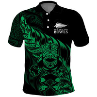 New Zealand Lawn Bowls Custom Polo Shirt Green Maori Warrior Tribal Silver Fern - Polynesian Pride