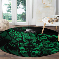 New Zealand Lawn Bowls Round Carpet Green Maori Warrior Tribal Silver Fern - Polynesian Pride