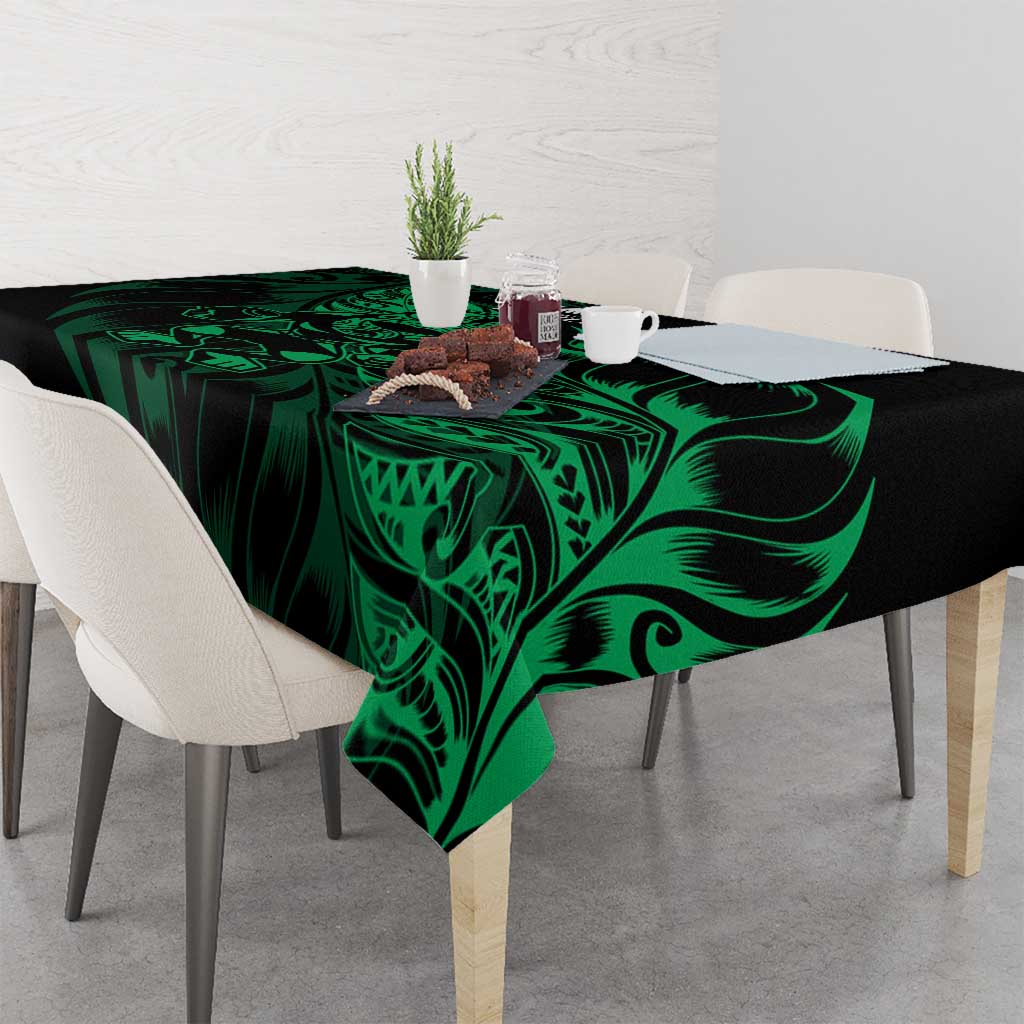 New Zealand Lawn Bowls Tablecloth Green Maori Warrior Tribal Silver Fern - Polynesian Pride