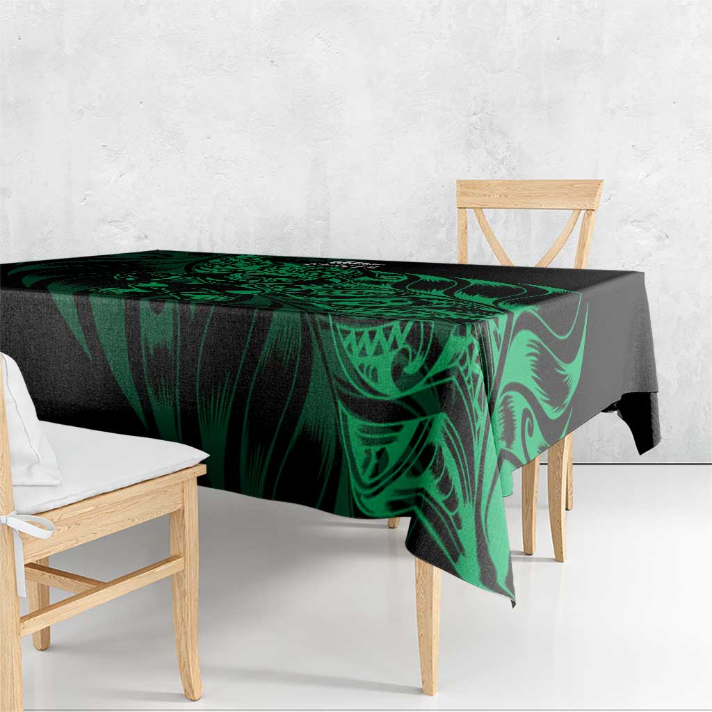 New Zealand Lawn Bowls Tablecloth Green Maori Warrior Tribal Silver Fern - Polynesian Pride