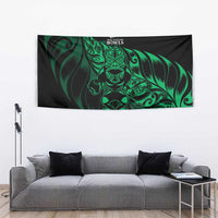 New Zealand Lawn Bowls Tapestry Green Maori Warrior Tribal Silver Fern - Polynesian Pride