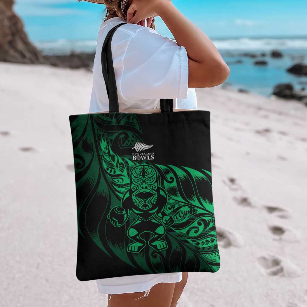 New Zealand Lawn Bowls Tote Bag Green Maori Warrior Tribal Silver Fern - Polynesian Pride