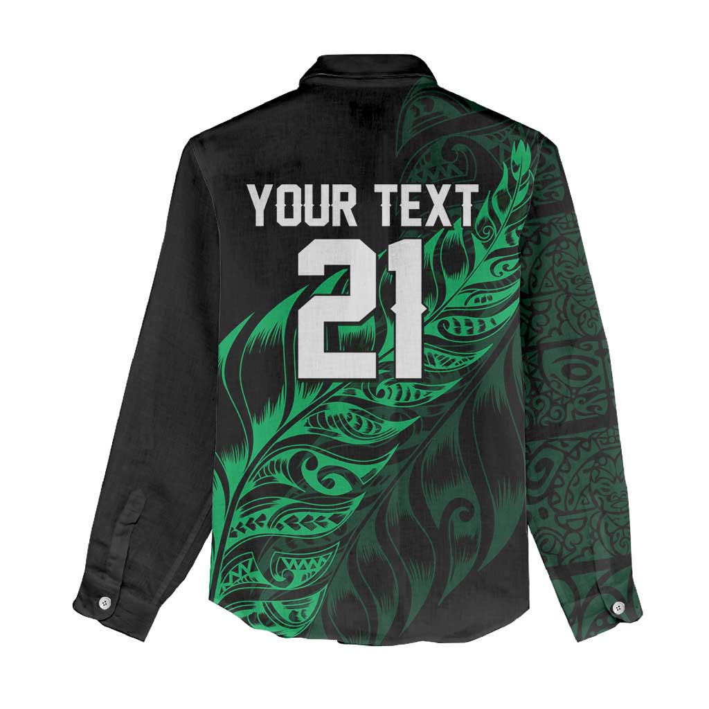 New Zealand Lawn Bowls Custom Women Casual Shirt Green Maori Warrior Tribal Silver Fern - Polynesian Pride