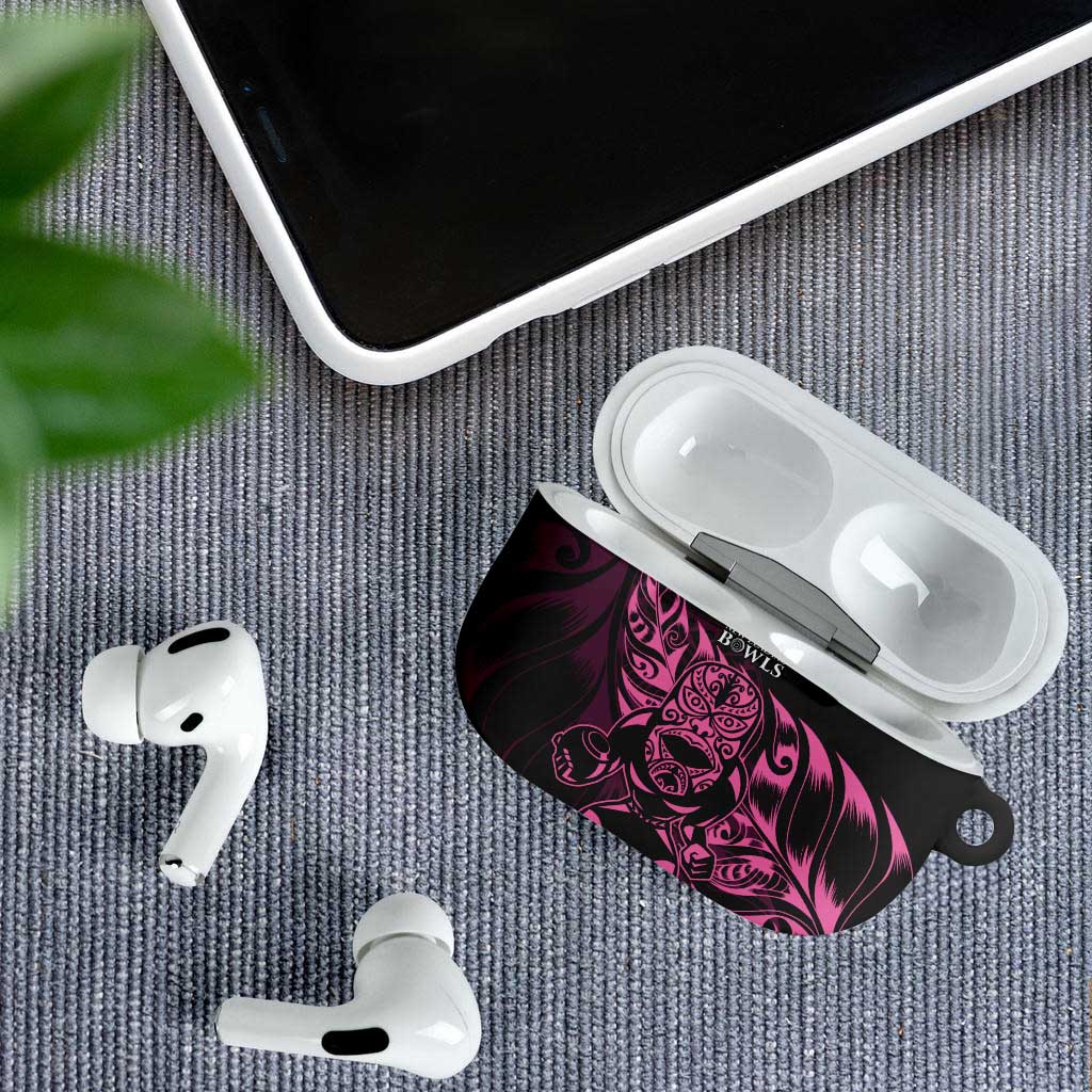 New Zealand Lawn Bowls AirPods Case Pink Maori Warrior Tribal Silver Fern - Polynesian Pride