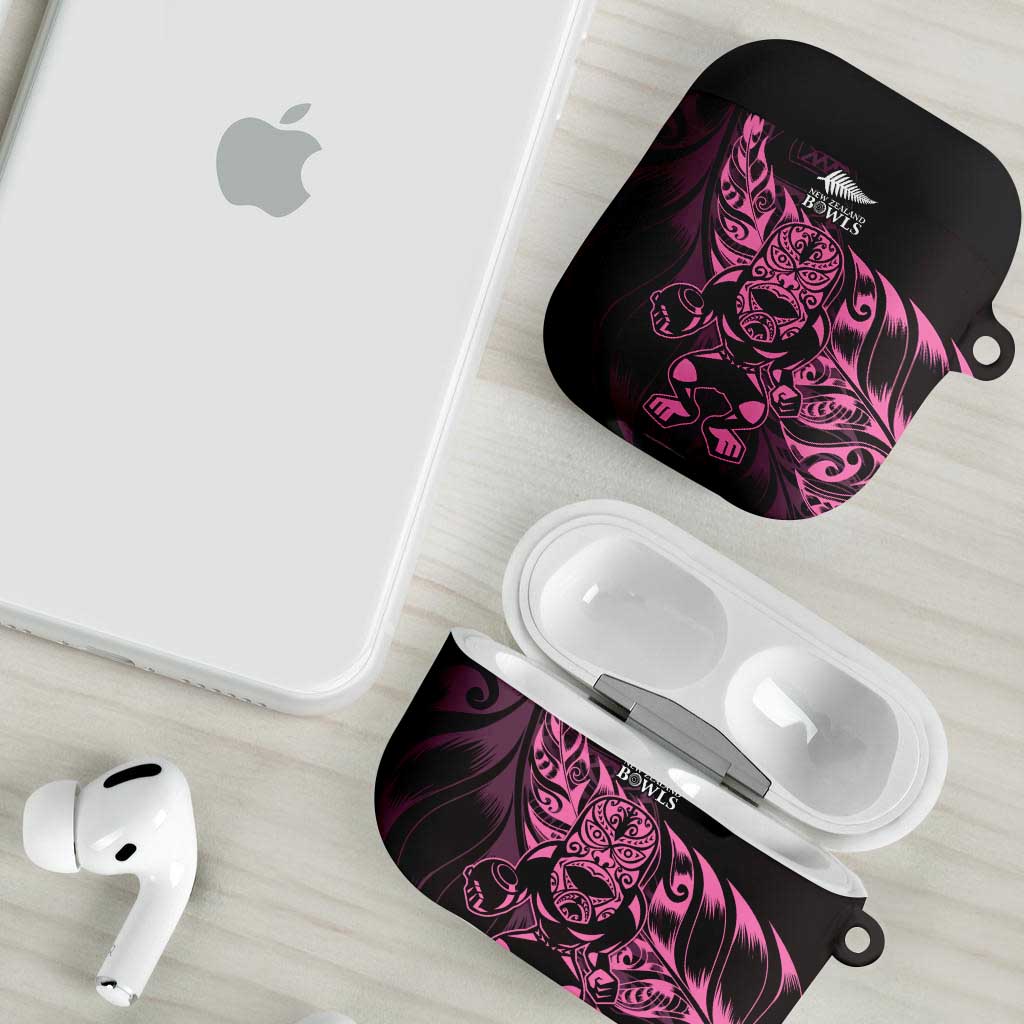 New Zealand Lawn Bowls AirPods Case Pink Maori Warrior Tribal Silver Fern - Polynesian Pride
