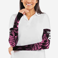 New Zealand Lawn Bowls Custom Arm Sleeves Pink Maori Warrior Tribal Silver Fern - Polynesian Pride