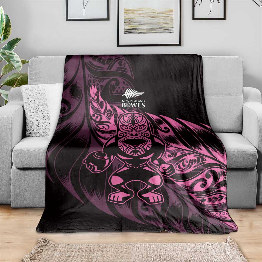 New Zealand Lawn Bowls Blanket Pink Maori Warrior Tribal Silver Fern - Polynesian Pride