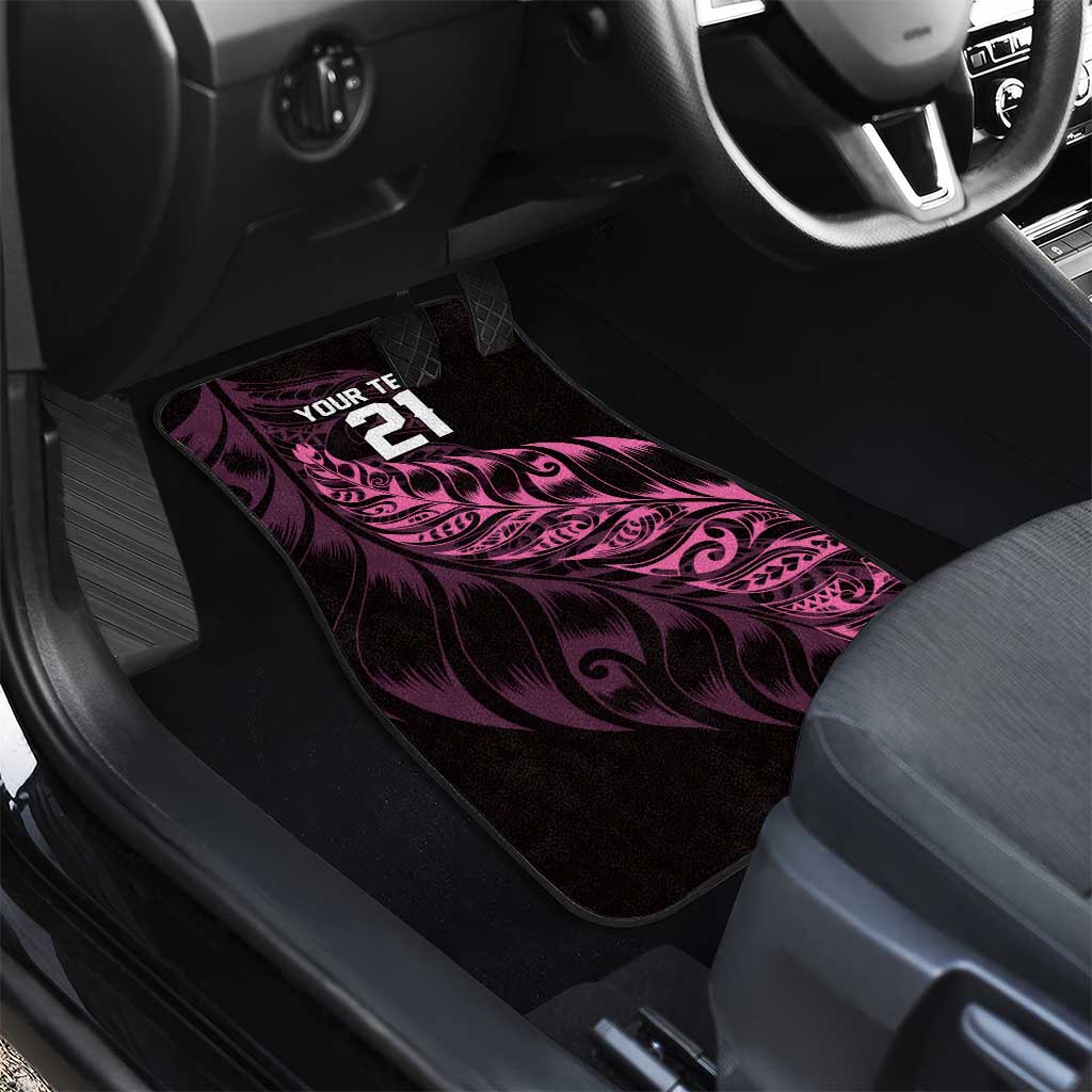New Zealand Lawn Bowls Custom Car Mats Pink Maori Warrior Tribal Silver Fern - Polynesian Pride