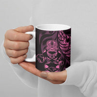 New Zealand Lawn Bowls Custom Ceramic Mug Pink Maori Warrior Tribal Silver Fern - Polynesian Pride