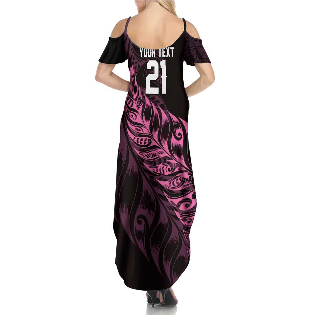 New Zealand Lawn Bowls Custom Family Matching Summer Maxi Dress and Hawaiian Shirt Pink Maori Warrior Tribal Silver Fern - Polynesian Pride