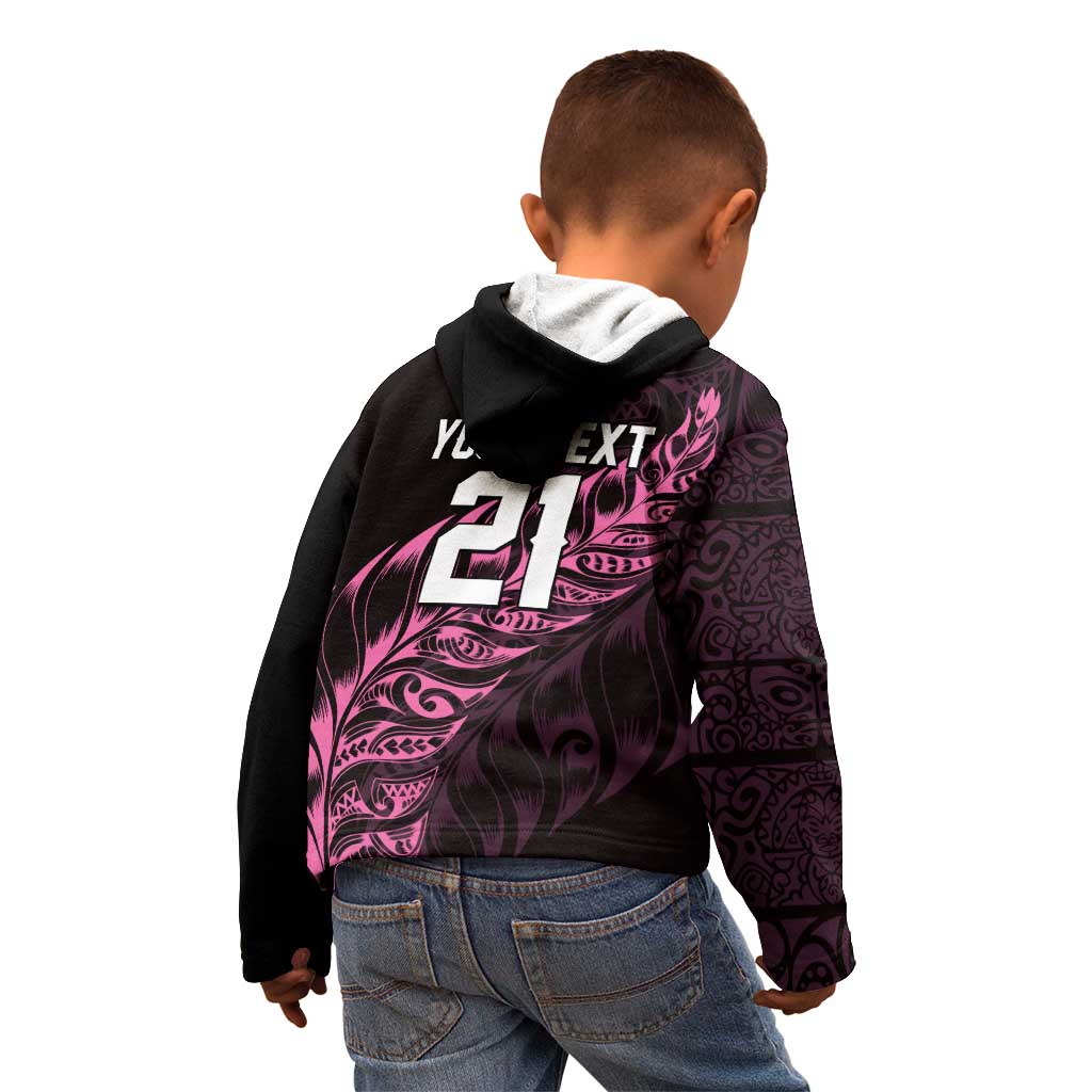 New Zealand Lawn Bowls Custom Kid Hoodie Pink Maori Warrior Tribal Silver Fern - Polynesian Pride
