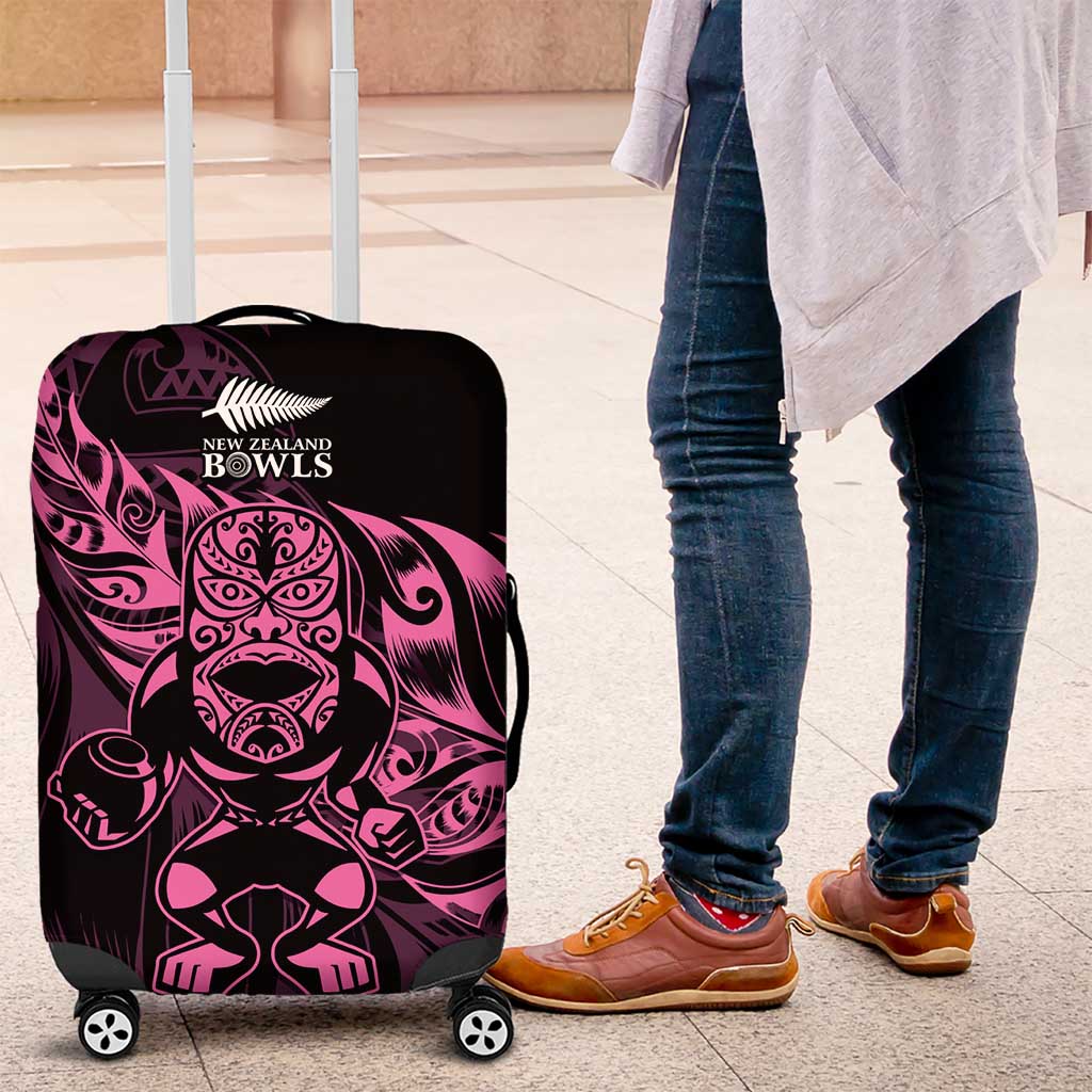 New Zealand Lawn Bowls Luggage Cover Pink Maori Warrior Tribal Silver Fern - Polynesian Pride