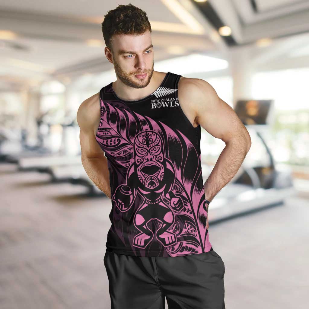 New Zealand Lawn Bowls Custom Men Tank Top Pink Maori Warrior Tribal Silver Fern - Polynesian Pride