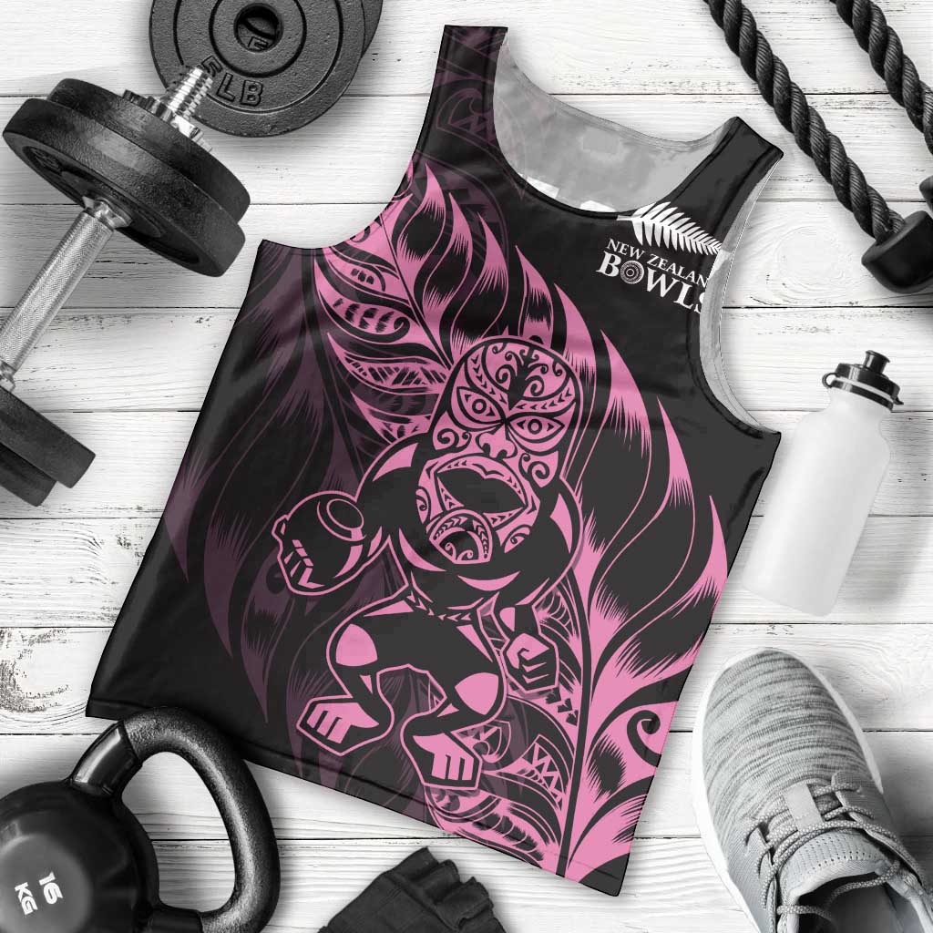 New Zealand Lawn Bowls Custom Men Tank Top Pink Maori Warrior Tribal Silver Fern - Polynesian Pride
