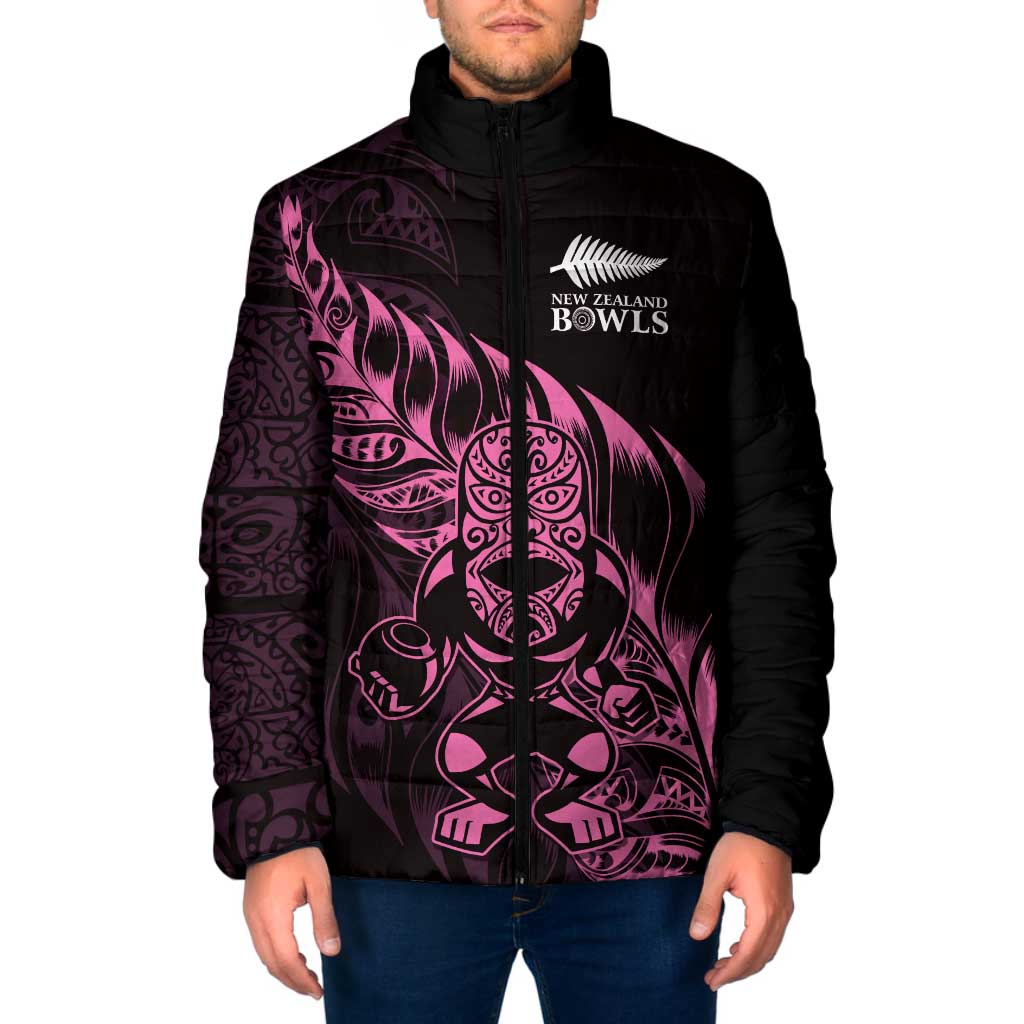 New Zealand Lawn Bowls Custom Padded Jacket Pink Maori Warrior Tribal Silver Fern - Polynesian Pride