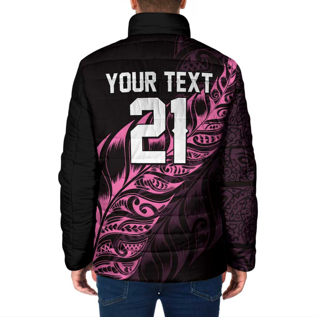 New Zealand Lawn Bowls Custom Padded Jacket Pink Maori Warrior Tribal Silver Fern - Polynesian Pride