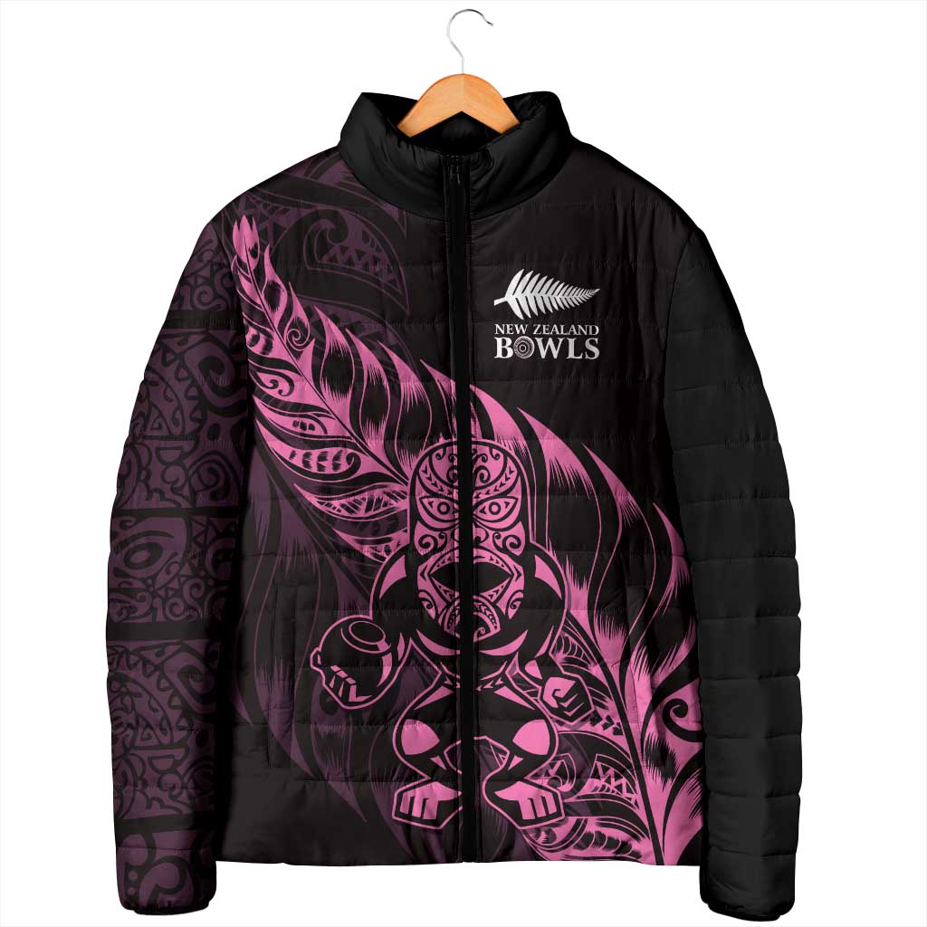 New Zealand Lawn Bowls Custom Padded Jacket Pink Maori Warrior Tribal Silver Fern - Polynesian Pride