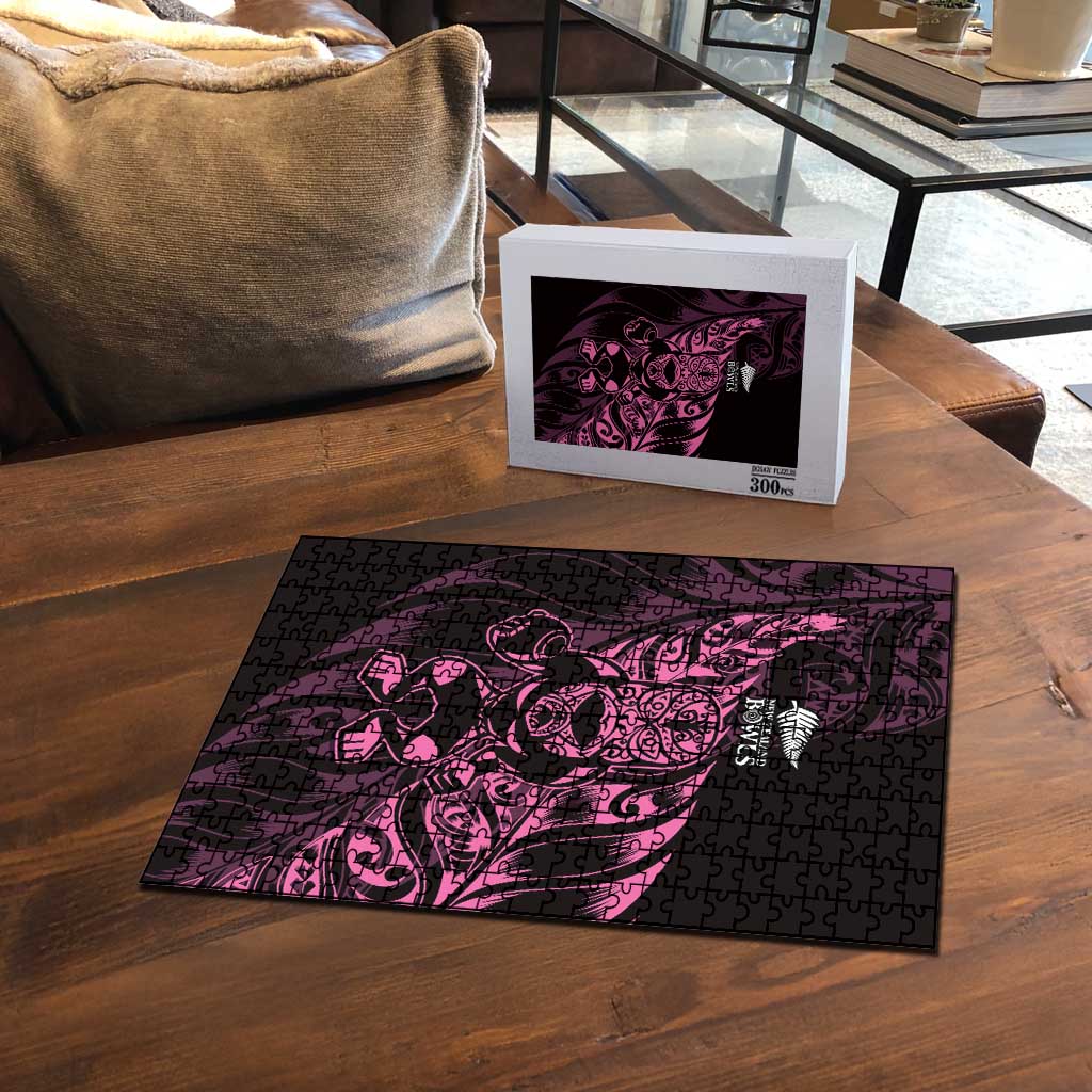 New Zealand Lawn Bowls Puzzle Pink Maori Warrior Tribal Silver Fern - Polynesian Pride