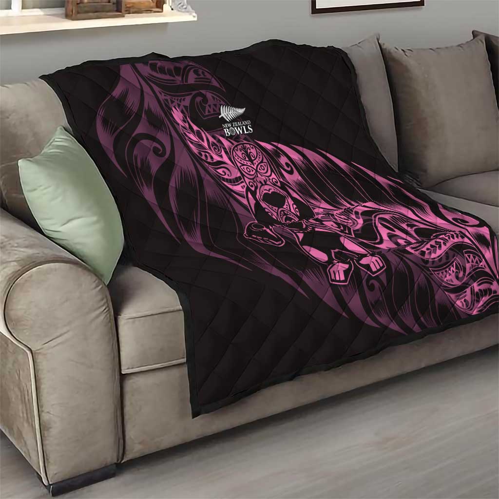 New Zealand Lawn Bowls Quilt Pink Maori Warrior Tribal Silver Fern - Polynesian Pride