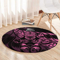 New Zealand Lawn Bowls Round Carpet Pink Maori Warrior Tribal Silver Fern - Polynesian Pride