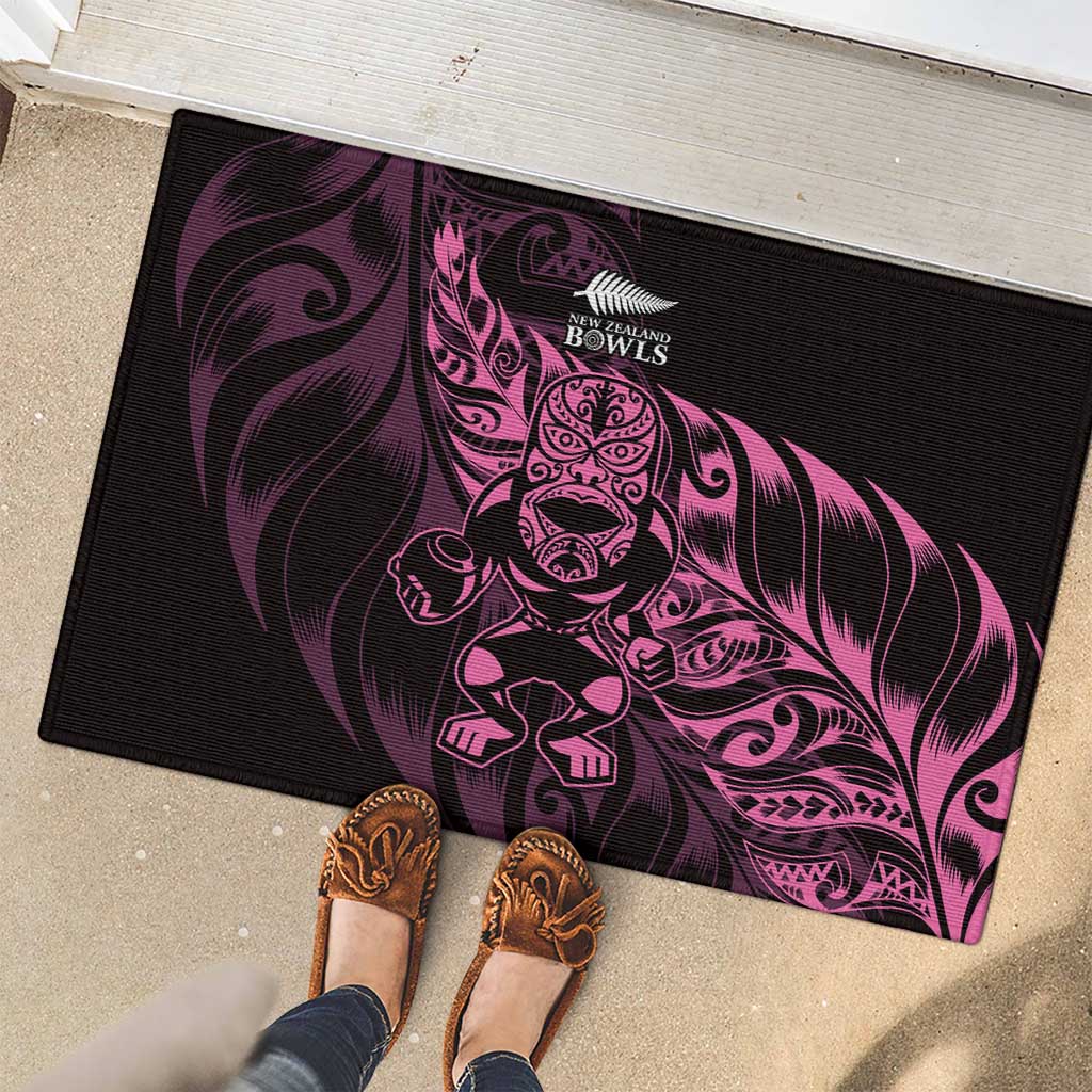 New Zealand Lawn Bowls Rubber Doormat Pink Maori Warrior Tribal Silver Fern - Polynesian Pride