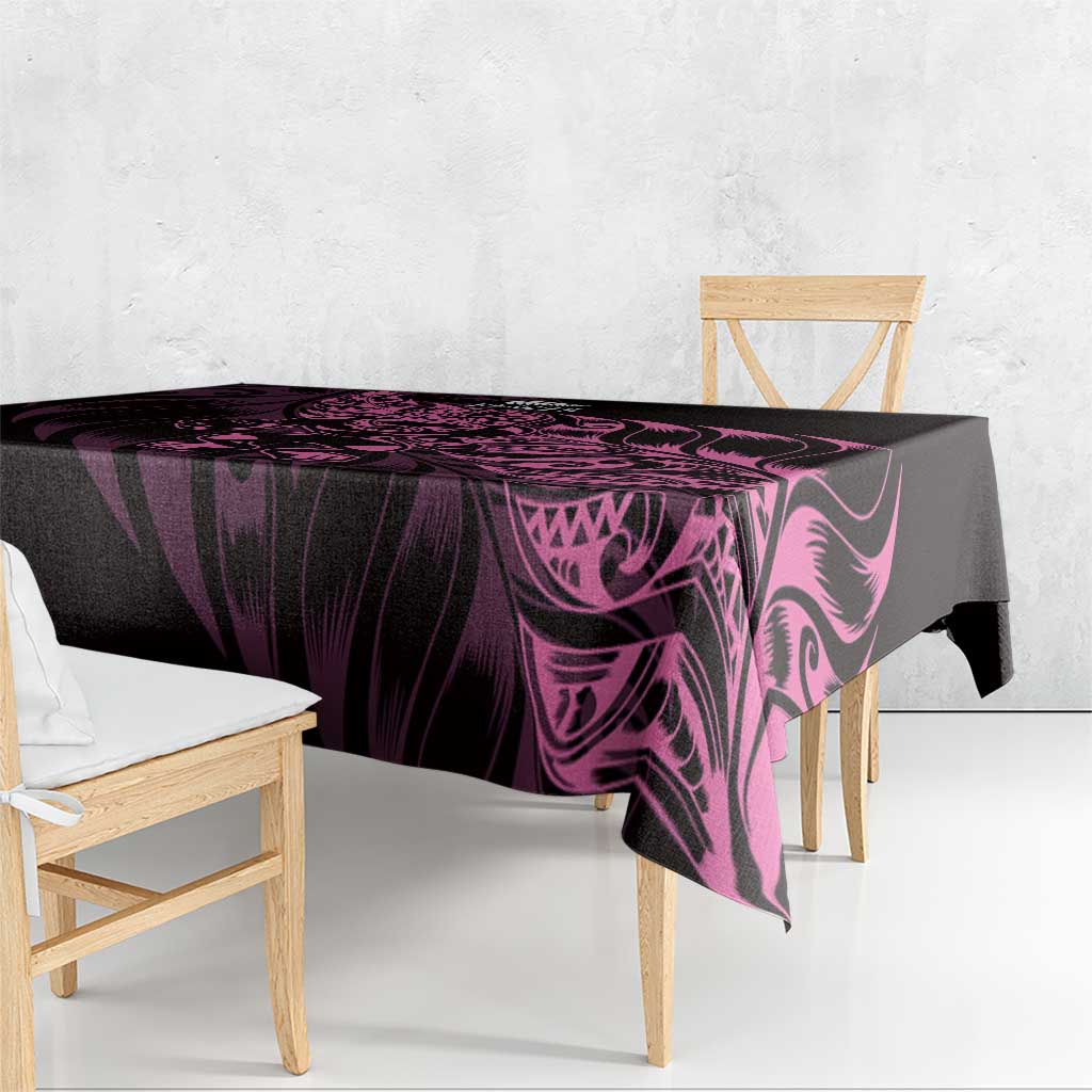 New Zealand Lawn Bowls Tablecloth Pink Maori Warrior Tribal Silver Fern - Polynesian Pride