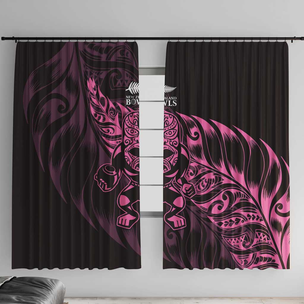 New Zealand Lawn Bowls Window Curtain Pink Maori Warrior Tribal Silver Fern - Polynesian Pride