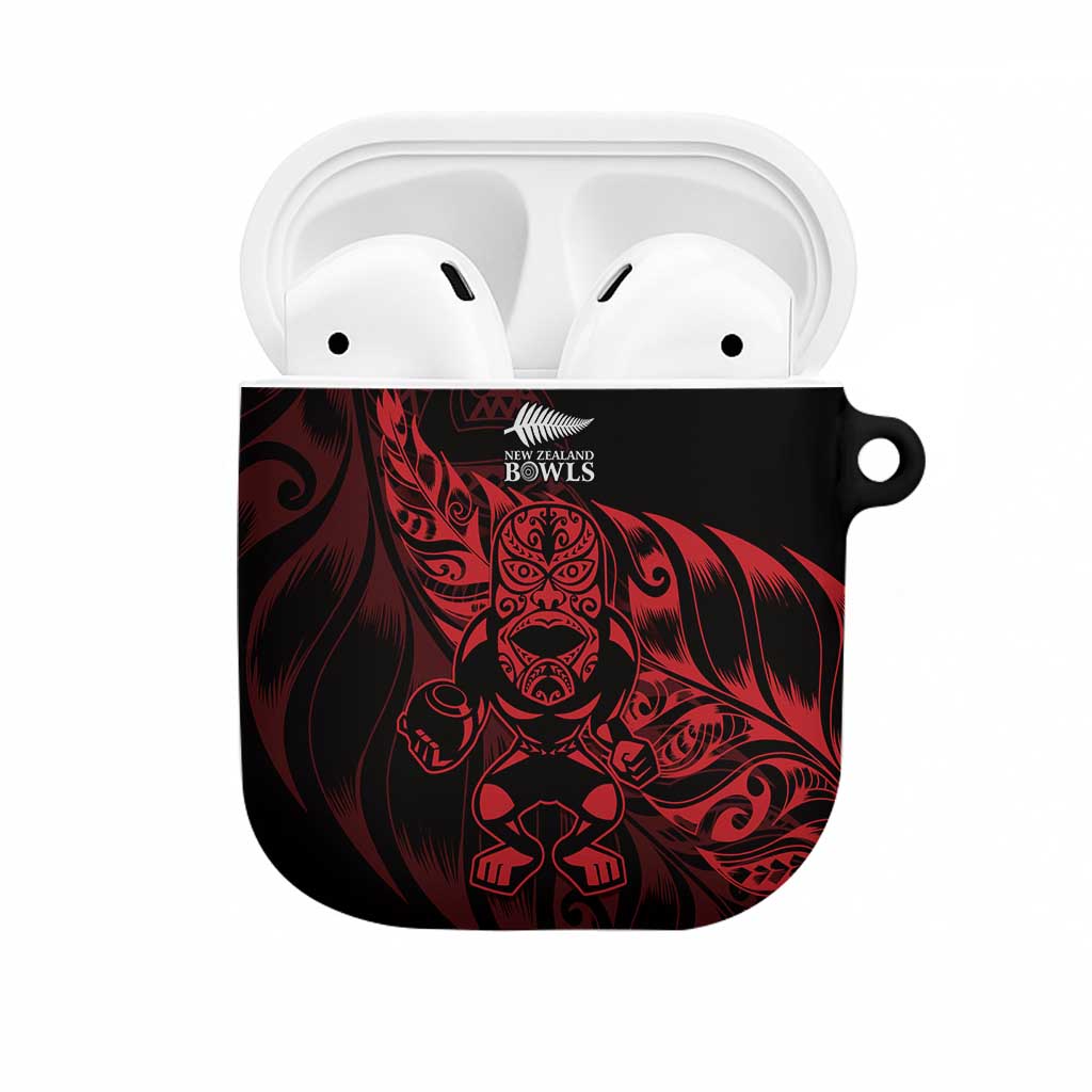 New Zealand Lawn Bowls AirPods Case Red Maori Warrior Tribal Silver Fern - Polynesian Pride