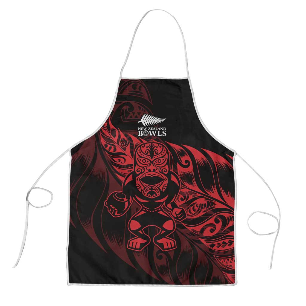 New Zealand Lawn Bowls Apron Red Maori Warrior Tribal Silver Fern - Polynesian Pride