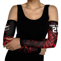 New Zealand Lawn Bowls Custom Arm Sleeves Red Maori Warrior Tribal Silver Fern - Polynesian Pride