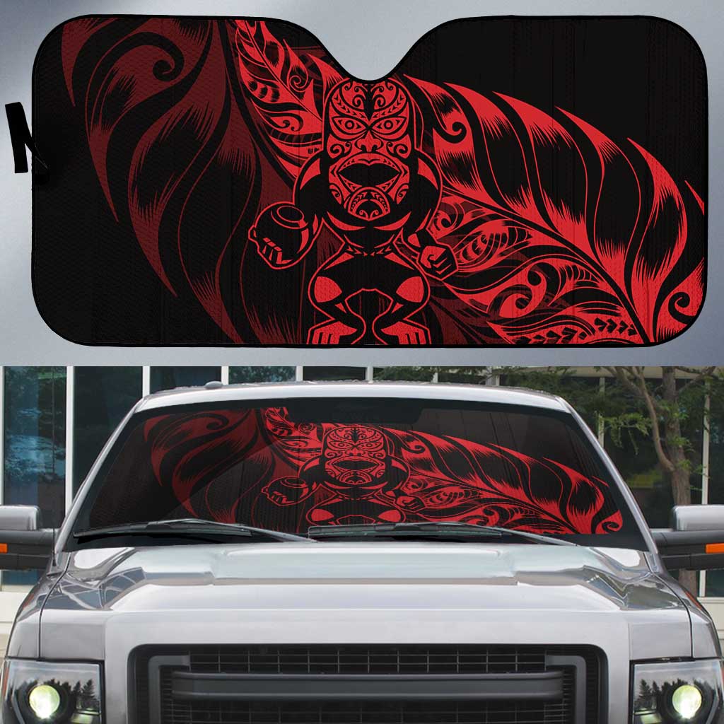 New Zealand Lawn Bowls Auto Sun Shade Red Maori Warrior Tribal Silver Fern - Polynesian Pride