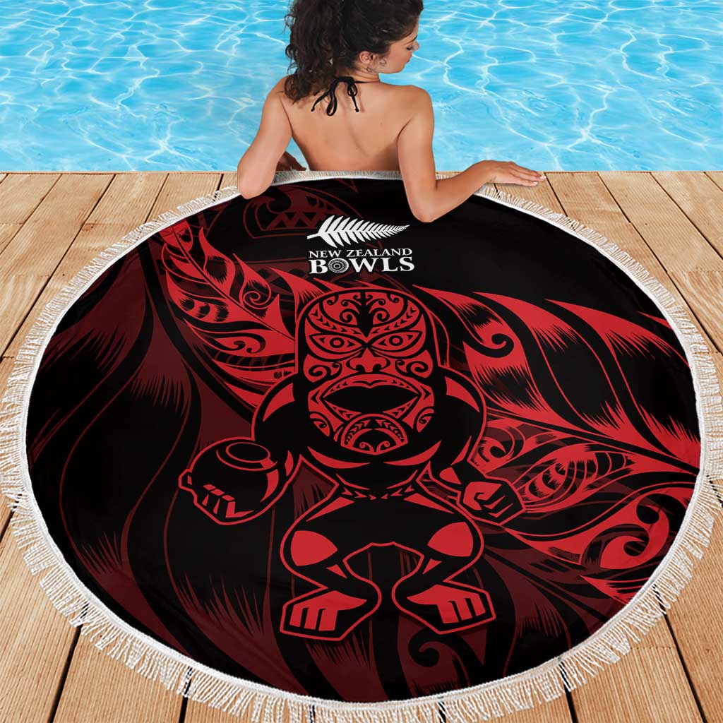 New Zealand Lawn Bowls Beach Blanket Red Maori Warrior Tribal Silver Fern - Polynesian Pride