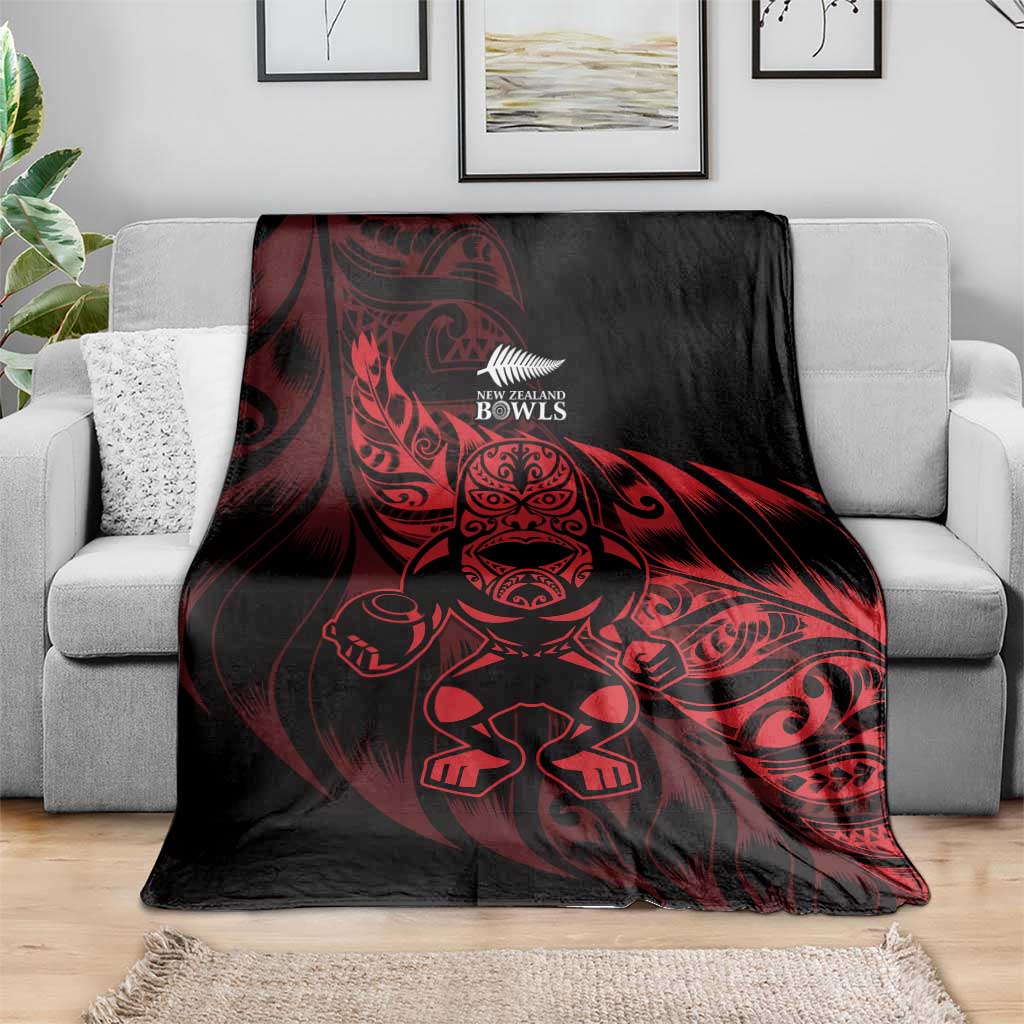 New Zealand Lawn Bowls Blanket Red Maori Warrior Tribal Silver Fern - Polynesian Pride