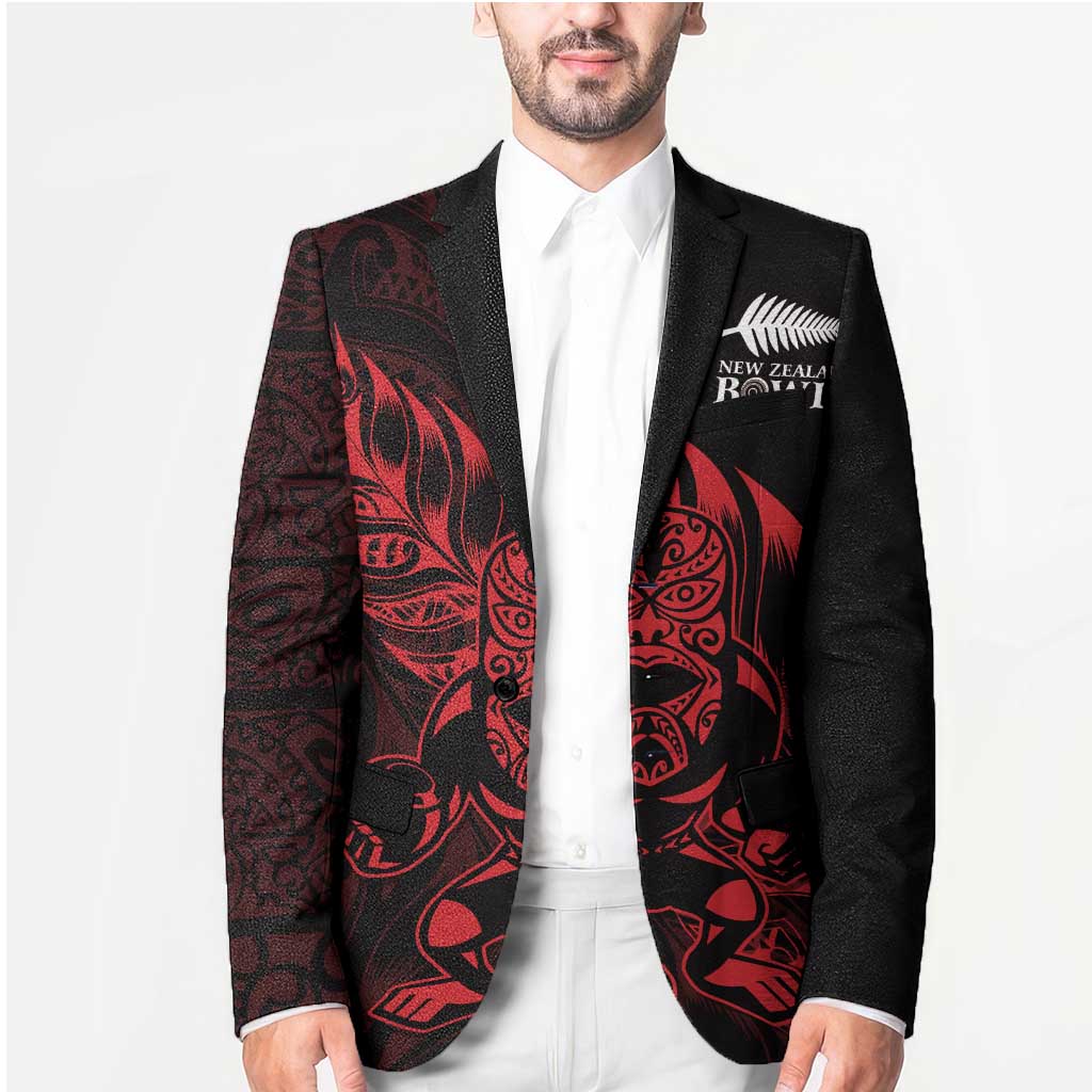 New Zealand Lawn Bowls Custom Blazer Red Maori Warrior Tribal Silver Fern - Polynesian Pride
