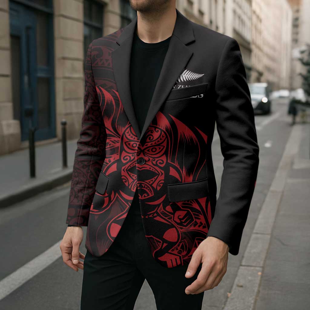 New Zealand Lawn Bowls Custom Blazer Red Maori Warrior Tribal Silver Fern - Polynesian Pride