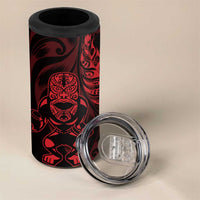 New Zealand Lawn Bowls Custom 4 in 1 Can Cooler Tumbler Red Maori Warrior Tribal Silver Fern - Polynesian Pride