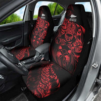 New Zealand Lawn Bowls Car Seat Cover Red Maori Warrior Tribal Silver Fern - Polynesian Pride
