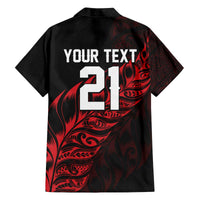 New Zealand Lawn Bowls Custom Family Matching Off The Shoulder Long Sleeve Dress and Hawaiian Shirt Red Maori Warrior Tribal Silver Fern - Polynesian Pride