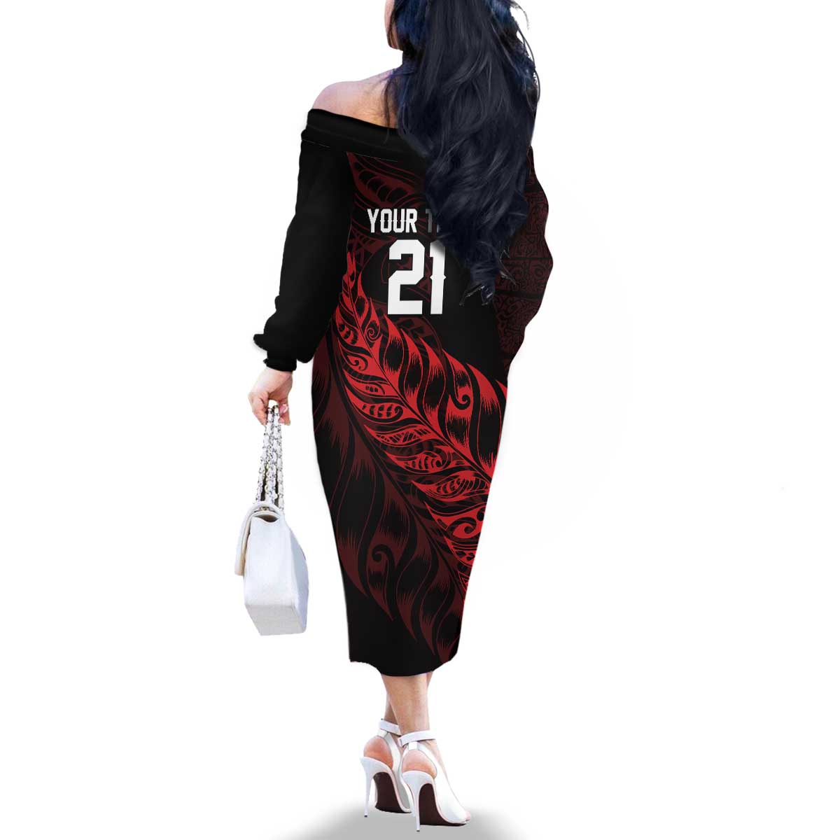 New Zealand Lawn Bowls Custom Family Matching Off The Shoulder Long Sleeve Dress and Hawaiian Shirt Red Maori Warrior Tribal Silver Fern - Polynesian Pride
